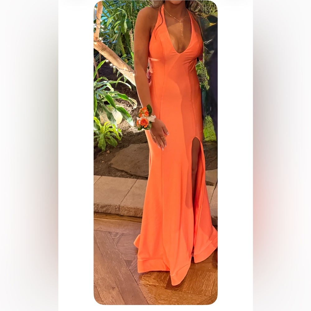 Atria prom/Evening Gown orange size small (altered hem, I am 5’2)